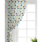 Realhomes Beyaz Zemin Üzerinde Gold Detaylı Geometrik Desenli Dijital Baskılı Modern Salon Fon Perde Realhomes