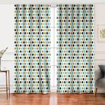 Realhomes Beyaz Zemin Üzerinde Gold Detaylı Geometrik Desenli Dijital Baskılı Modern Salon Fon Perde Realhomes