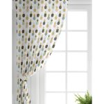 - Perde-8315-Gorsel-1 - Realhomes Realhomes Beyaz Zemin Üzerinde Gold Detaylı Ananas Desenli Dijital Baskılı Modern Salon Fon Perde Realhomes