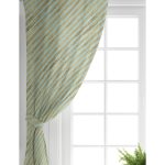 - Perde-8328-Gorsel-1 - Realhomes Realhomes Renkli Zemin Üzerinde Gold Detaylı Yatay Çizgili Dijital Baskılı Modern Salon Fon Perde Realhomes