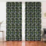 - Perde-8342-Gorsel - Realhomes Realhomes Siyah Zemin Üzerinde Yaprak Desenli Dijital Baskılı Modern Salon Fon Perde Realhomes