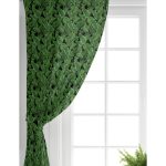 - Perde-8356-Gorsel-1 - Realhomes Realhomes Siyah Zemin Üzerinde Yeşil Yaprak Desenli Dijital Baskılı Modern Salon Fon Perde Realhomes