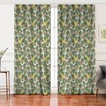 Realhomes Beyaz Zeminde Renkli Puantiyeli Sonbahar Yapraklı Dijital Baskılı Modern Salon Fon Perde Realhomes