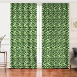 - Perde-8389-Gorsel - Realhomes  Realhomes Beyaz Zemin Üzerinde Yeşil Yaprak Desenli Dijital Baskılı Modern Salon Fon Perde Realhomes