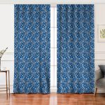 - Perde-8401-Gorsel - Realhomes Realhomes Renkli Zemin Üzerinde Kar tanesi Desenli Dijital Baskılı Modern Salon Fon Perde Realhomes