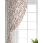 Realhomes Renkli Zemin Üzerinde Beyaz Çiçek Desenli Dijital Baskılı Modern Salon Fon Perde Realhomes