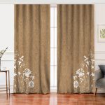 Realhomes Renkli Zemin Üzerinde Beyaz Çiçek Desenli Dijital Baskılı Modern Salon Fon Perde Realhomes