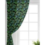 - Perde-8430-Gorsel-1 - Realhomes  Realhomes Siyah Zemin Üzerinde Yeşil Yaprak Desenli Dijital Baskılı Modern Salon Fon Perde Realhomes