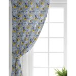 Realhomes Renkli Zemin Üzerinde Çiçek Desenli Dijital Baskılı Modern Salon Fon Perde Realhomes