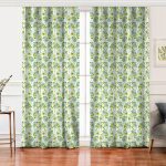 - Perde-8436-Gorsel - Realhomes  Realhomes Beyaz Zemin Üzerinde Yeşil Renkli Çiçek Desenli Dijital Baskılı Modern Salon Fon Perde Realhomes