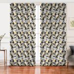 - Perde-8438-Gorsel - Realhomes  Realhomes Beyaz Zemin Üzerinde Gold Detaylı Yaprak Desenli Dijital Baskılı Modern Salon Fon Perde Realhomes