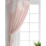 - Perde-8441-Gorsel-1 - Realhomes Realhomes Pastel Zemin Üzerinde Beyaz Yaprak Desenli Dijital Baskılı Modern Salon Fon Perde Realhomes