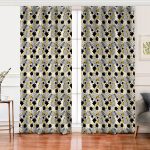 - Perde-8454-Gorsel - Realhomes Realhomes Beyaz Zeminde Gold Detaylı Sonbahar Yaprak Desenli Dijital Baskılı Modern Salon Fon Perde Realhomes