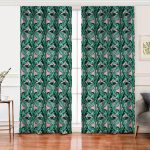 Realhomes Pastel Zemin Üzerinde Yeşil Yaprak Desenli Dijital Baskılı Modern Salon Fon Perde Realhomes