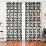 - Perde-8477-Gorsel - Realhomes  Realhomes Beyaz Zemin Üzerinde Yeşil Yaprak Desenli Dijital Baskılı Modern Salon Fon Perde Realhomes