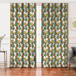 Realhomes Beyaz Zemin Üzerinde Sonbahar Yaprak Desenli Dijital Baskılı Modern Salon Fon Perde Realhomes