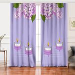 Realhomes Renkli Zemin Üzerinde Mum Desenli Çiçek Motifli Dijital Baskılı Modern Salon Fon Perde Realhomes