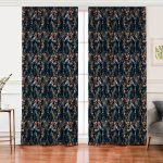 Realhomes Renkli Zemin Üzerinde Çiçek Desenli Dijital Baskılı Modern Salon Fon Perde Realhomes