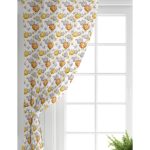 Realhomes Beyaz Zemin Üzerinde Bal Kabağı Desenli Dijital Baskılı Modern Salon Fon Perde Realhomes