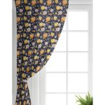 Realhomes Renkli Zemin Üzerinde Bal Kabağı Desenli Dijital Baskılı Modern Salon Fon Perde Realhomes