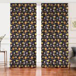 Realhomes Renkli Zemin Üzerinde Bal Kabağı Desenli Dijital Baskılı Modern Salon Fon Perde Realhomes