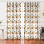 Realhomes Beyaz Zemin Üzerinde Bal Kabağı Desenli Dijital Baskılı Modern Salon Fon Perde Realhomes