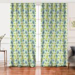 Realhomes Beyaz Zemin Üzerinde Yeşil Renkli Yaprak Desenli Dijital Baskılı Modern Salon Fon Perde Realhomes