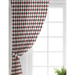 Realhomes Beyaz Zemin Üzerinde Bordo Ve Yeşil Ekose Desenli Dijital Baskılı Modern Salon Fon Perde Realhomes