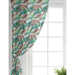 - Perde-8560-Gorsel-1 - Realhomes  Realhomes Beyaz Zeminde Renkli Soyut Çizimli Yaprak Desenli Dijital Baskılı Modern Salon Fon Perde Realhomes