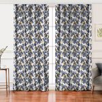 Realhomes Beyaz Zemin Üzerinde Gold Detaylı Yaprak Desenli Dijital Baskılı Modern Salon Fon Perde Realhomes