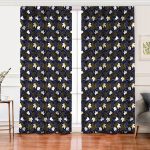 Realhomes Renkli Zemin Üzerinde Gold Detaylı Yaprak Desenli Dijital Baskılı Modern Salon Fon Perde Realhomes