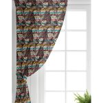 Realhomes Siyah Zemin Üzerinde Yaprak Desenli Dijital Baskılı Modern Salon Fon Perde Realhomes