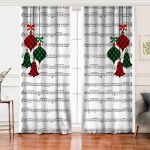 Realhomes Beyaz Zemin Üzerinde Ekose Desenli Çan Desenli Dijital Baskılı Modern Salon Fon Perde Realhomes