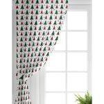 Realhomes Beyaz Zemin Üzerinde Ekoseli Çam Ağacı Desenli Dijital Baskılı Modern Salon Fon Perde Realhomes