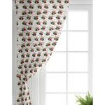 Realhomes Beyaz Zemin Üzerinde Ekoseli Çan Desenli Dijital Baskılı Modern Salon Fon Perde Realhomes