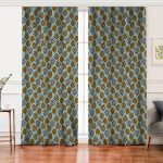 - Perde-8638-Gorsel - Realhomes Realhomes Pastel Zemin Üzerinde Ekoseli Balkabağı Dijital Baskılı Modern Salon Fon Perde Realhomes