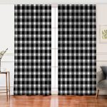 - Perde-8673-Gorsel - Realhomes  Realhomes Beyaz Zemin Üzerinde Siyah Ekose Desenli Dijital Baskılı Modern Salon Fon Perde Realhomes