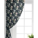 Realhomes Renkli Zemin Üzerinde Beyaz Çiçek Desenli Dijital Baskılı Modern Salon Fon Perde Realhomes