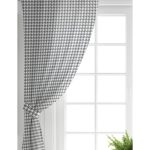 Realhomes Beyaz Zemin Üzerinde Gri Ekose Desenli Dijital Baskılı Modern Salon Fon Perde Realhomes