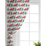 Realhomes Beyaz Zemin Üzerinde Çam Ağacı Desenli Dijital Baskılı Modern Salon Fon Perde Realhomes