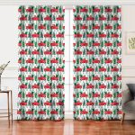 Realhomes Beyaz Zemin Üzerinde Çam Ağacı Desenli Dijital Baskılı Modern Salon Fon Perde Realhomes