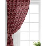 Realhomes Kırmızı Ekose Desenli Kar tanesi Motifli Dijital Baskılı Modern Salon Fon Perde Realhomes