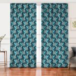 Realhomes Renkli Zemin Üzerinde Geometrik Desenli Dijital Baskılı Modern Salon Fon Perde Realhomes