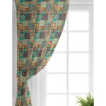 - Perde-8757-Gorsel-1 - Realhomes  Realhomes Renkli Zemin Üzerinde Geometrik Desenli Dijital Baskılı Modern Salon Fon Perde Realhomes