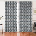 - Perde-8771-Gorsel - Realhomes  Realhomes Renkli Zemin Üzerinde Geometrik Desenli Dijital Baskılı Modern Salon Fon Perde Realhomes