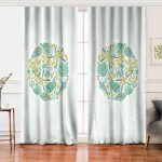 Realhomes Beyaz Zemin Üzerinde Deniz Yıldızı Desenli Dijital Baskılı Modern Salon Fon Perde Realhomes