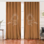 Realhomes Pastel Zemin Üzerinde Onedraw Çizimli Güneş Desenli Dijital Baskılı Modern Salon Fon Perde Realhomes