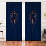 Realhomes Renkli Zemin Üzerinde Bayan Silüeti Dijital Baskılı Modern Salon Fon Perde Realhomes