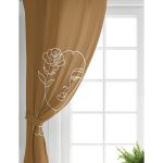 Realhomes Renkli Zemin Üzerinde Onedraw Çizimli Bayan Silüeti Dijital Baskılı Modern Salon Fon Perde Realhomes