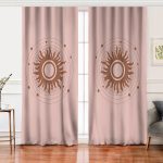 Realhomes Pastel Zemin Üzerinde Güneş Desenli Dijital Baskılı Modern Salon Fon Perde Realhomes